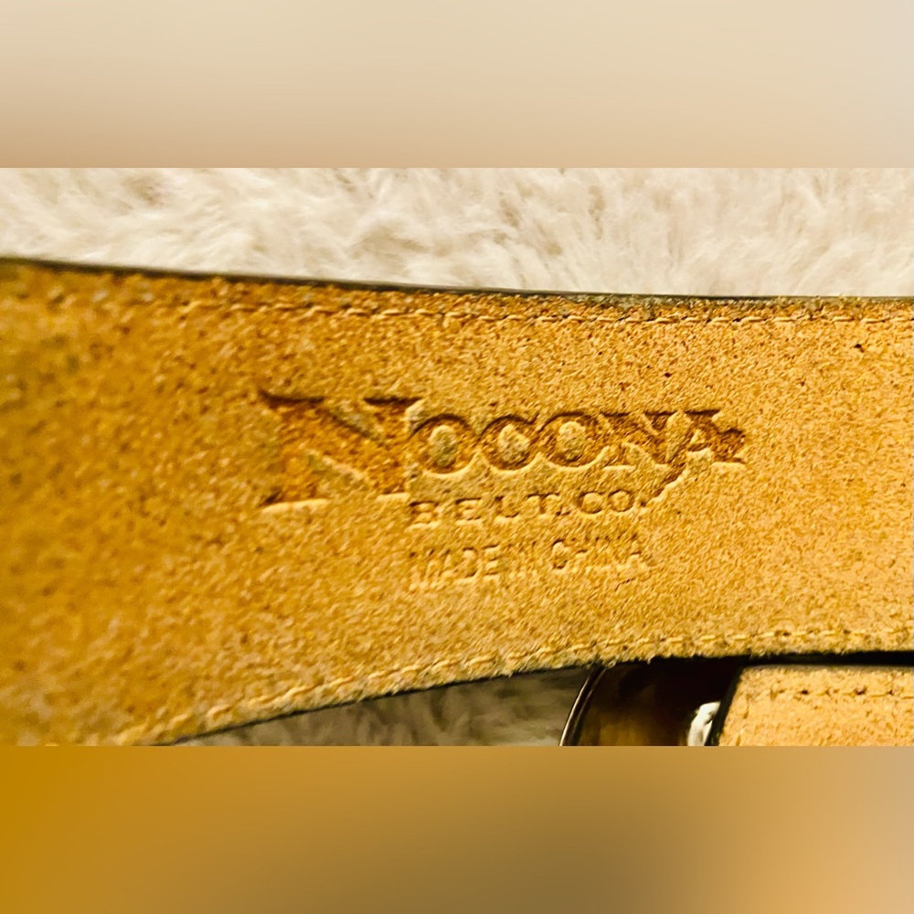 NWOT Nocona Mens Scalloped Basketweave Rawhide Laced Diamond Concho Belt - Picture 8 of 16